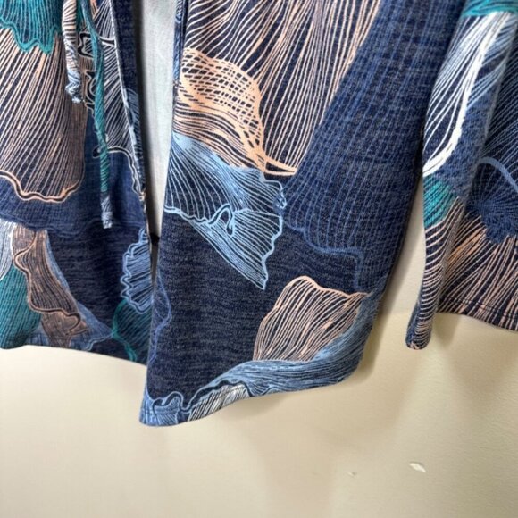 Chico’s Flowing Petals Lightweight Open Front Mermaid Print Jacket Size Small - Picture 10 of 16